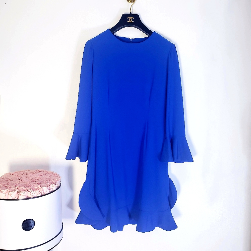 $288 JILL STUART New Royal Blue Crew Flare Dress 4 - Picture 3 of 16